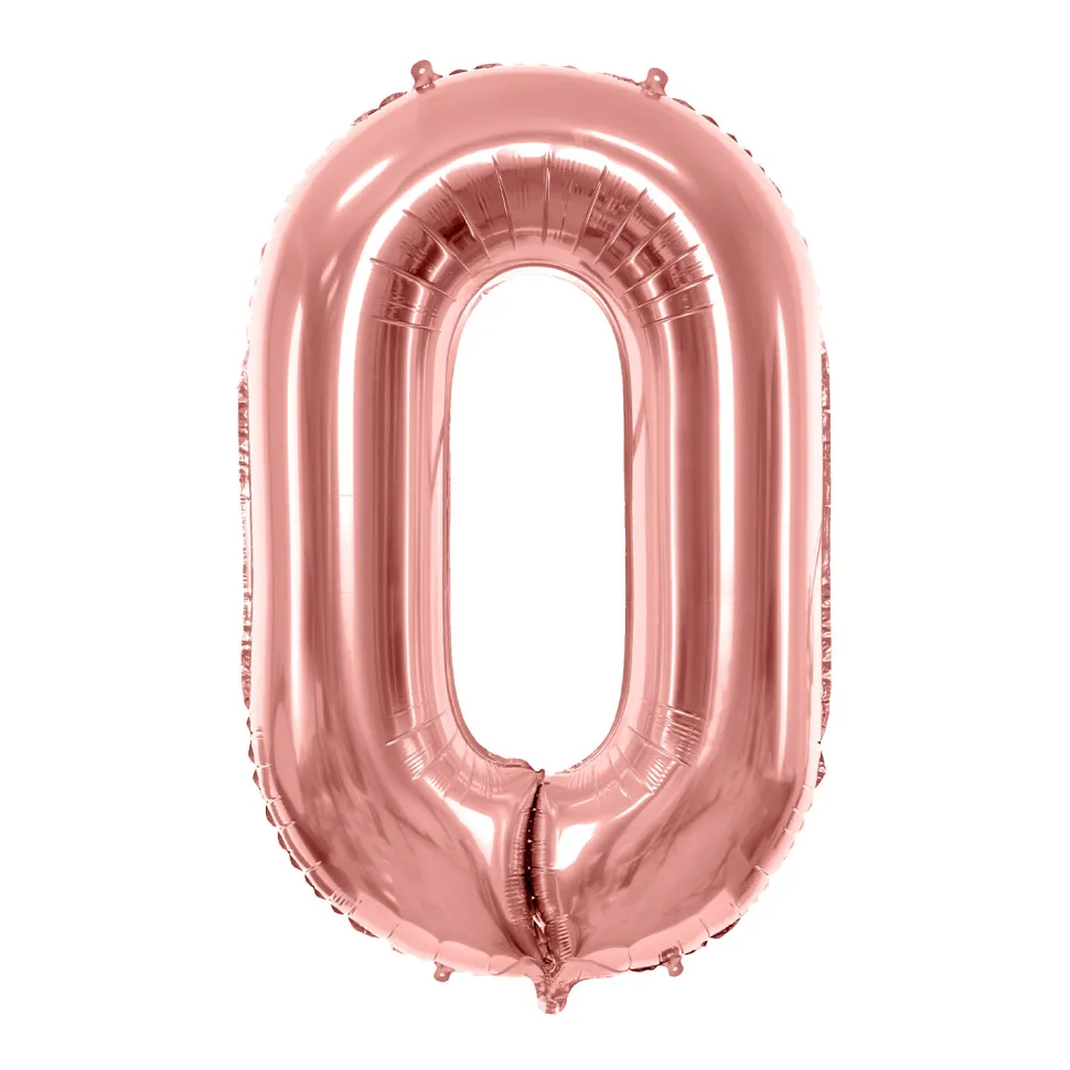 Folienballon Groß Zahl 0 - 86 cm - Roségold