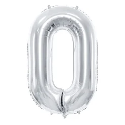 Folienballon Groß Zahl 0 - 86 cm - Silber