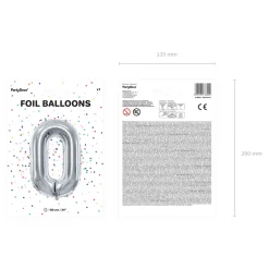 Folienballon Groß Zahl 0 - 86 cm - Silber