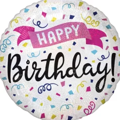 Folienballon Happy Birthday Banner Konfetti
