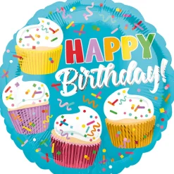 Folienballon Happy Birthday Cupcake, ca. 45 cm