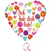 Folienballon Herz, Ich hab dich lieb, 45 cm
