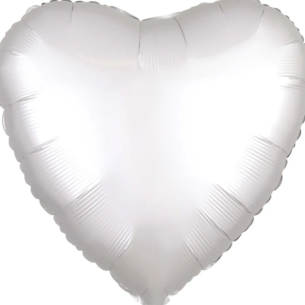 Folienballon Herz Satin Weiß, ca. 43cm