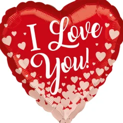 Folienballon I love You, Herz Rot-Rosé, 43cm