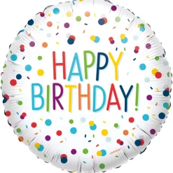 Folienballon Konfetti Happy Birthday, ca. 43cm