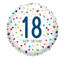 Folienballon Konfetti Happy Birthday 18, ca. 45cm