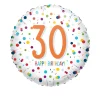 Folienballon Konfetti Happy Birthday 30, ca. 45cm