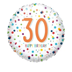 Folienballon Konfetti Happy Birthday 30, ca. 45cm