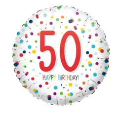 Folienballon Konfetti Happy Birthday 50, ca. 45cm