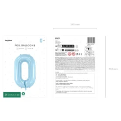 Folienballon Medium Zahl 0 - 72 cm - Hellblau