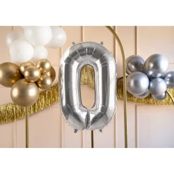 Folienballon Medium Zahl 0 - 72 cm - Silber