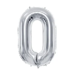 Folienballon Medium Zahl 0 - 72 cm - Silber