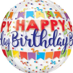 Folienballon Orbz Birthday Banner, 38 x 40 cm
