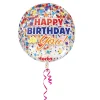 Folienballon Orbz Birthday Konfetti, 38x40cm