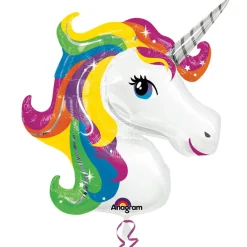Folienballon Regenbogen Einhorn XL, 83x73 cm