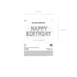 Folienballon Schriftzug Happy Birthday / Geburtstag – 340 × 35 cm – Silber