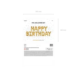 Folienballon Schriftzug Happy Birthday / Geburtstag – 340 × 35 cm – Gold