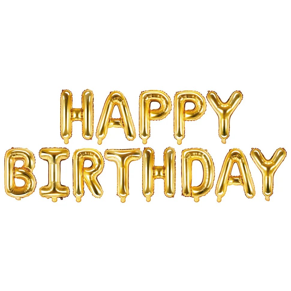Folienballon Schriftzug Happy Birthday / Geburtstag – 340 × 35 cm – Gold