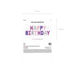 Folienballon Schriftzug Happy Birthday / Geburtstag – 340 × 35 cm – Farbig sortiert
