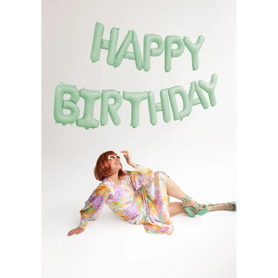 Folienballon Schriftzug Happy Birthday / Geburtstag – 340 × 35 cm – Grün