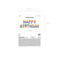 Folienballon Schriftzug Happy Birthday / Geburtstag – 340 × 35 cm – Regenbogen