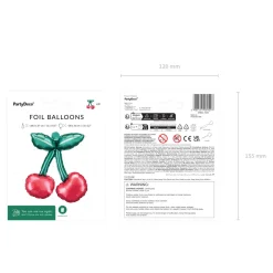 Folienballons Kirschen - 28 × 31 cm - Set mit 3 Stück