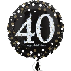Folienballon Sparkling Birthday 40th, 45 cm