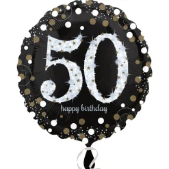 Folienballon Sparkling Birthday 50th, 45 cm