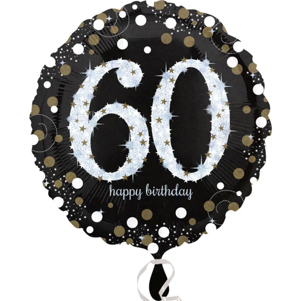 Folienballon Sparkling Birthday 60th, 45 cm