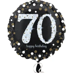 Folienballon Sparkling Birthday 70th, 45 cm