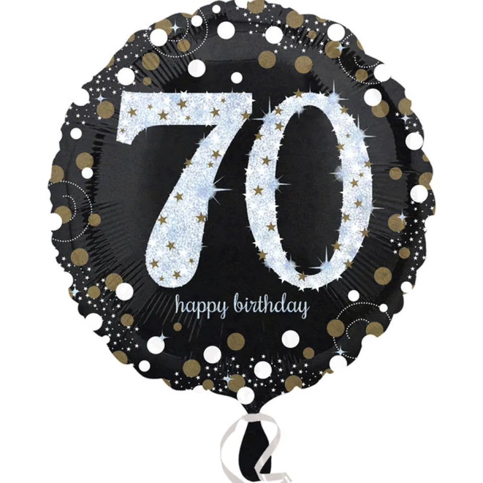 Folienballon Sparkling Birthday 70th, 45 cm