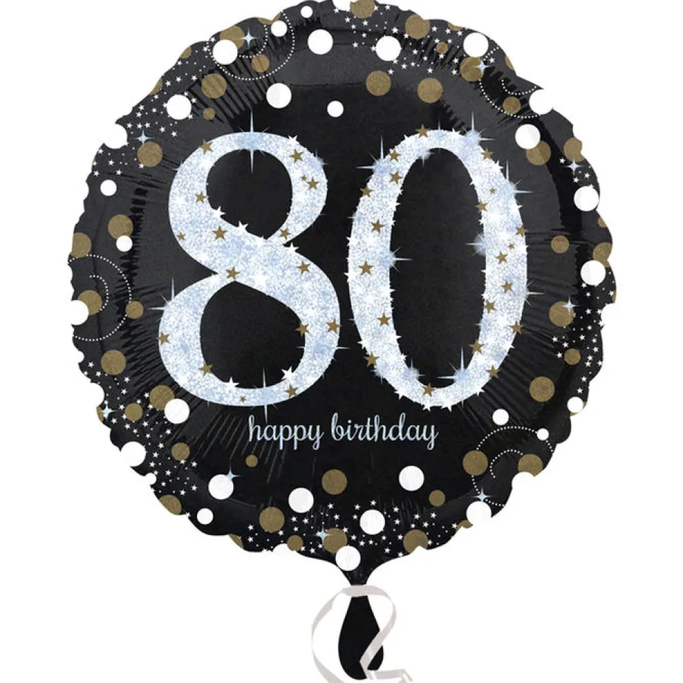 Folienballon Sparkling Birthday 80th, 45 cm