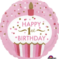 Folienballon 1st Birthday Cupcake Mädchen