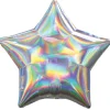 Folienballon Stern, Holographisch Silber-Irisierend, ca. 43cm