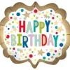 Folienballon Supershape Birthday gold mit Punkten XL