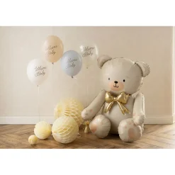 Folienballon Teddybär sitzend - 75 × 84 cm - Creme