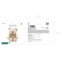 Folienballon Teddybär sitzend - 75 × 84 cm - Creme