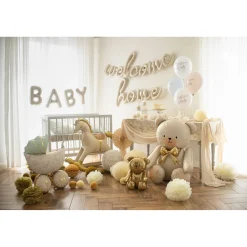 Folienballon Teddybär sitzend - 75 × 84 cm - Creme