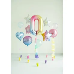 Folienballon Zahl 0 - 86 cm - Pastell Regenbogen