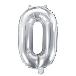 Folienballon Zahl 0 - 35 cm - Silber