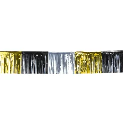 Fransen-Girlande Metallic, schwarz-gold-silber, 6 m