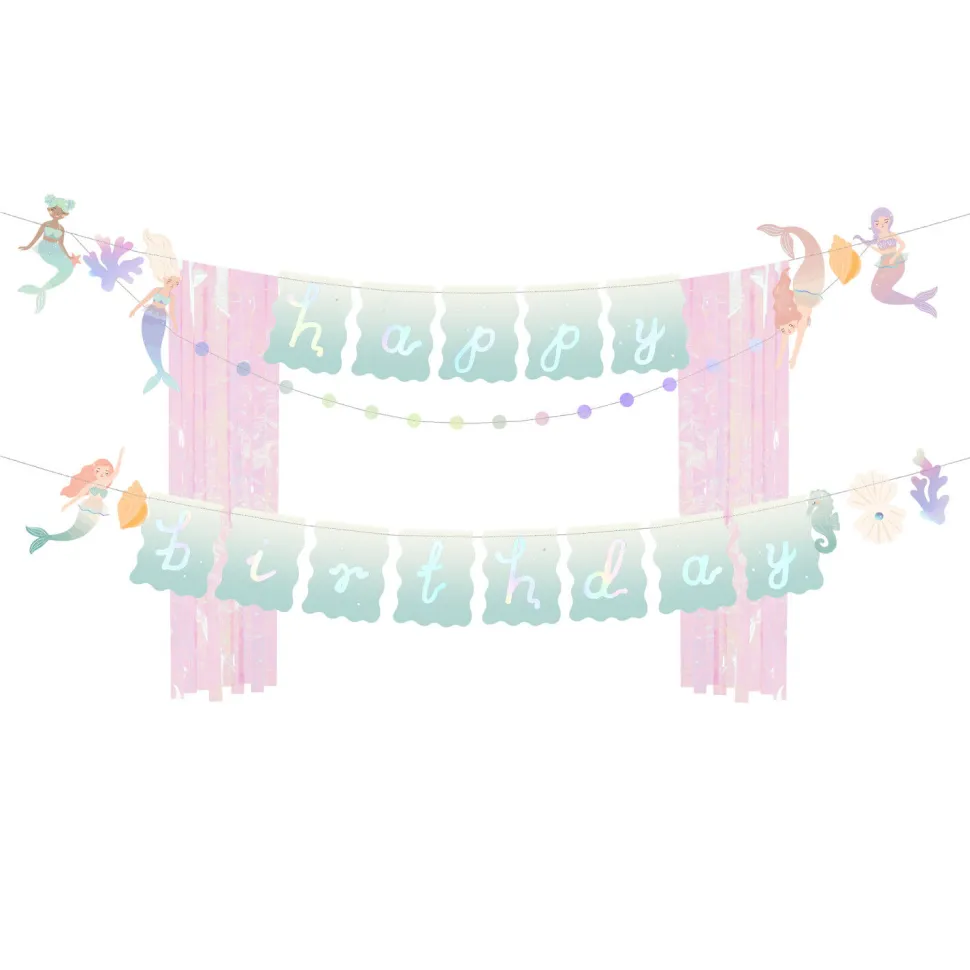 Girlande Happy Birthday / Geburtstag Meerjungfrau - 130 × 100 cm