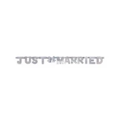 Girlande Just Married, silber, 130 cm