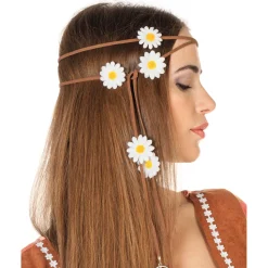 Haarband braun, Peace & Blumen