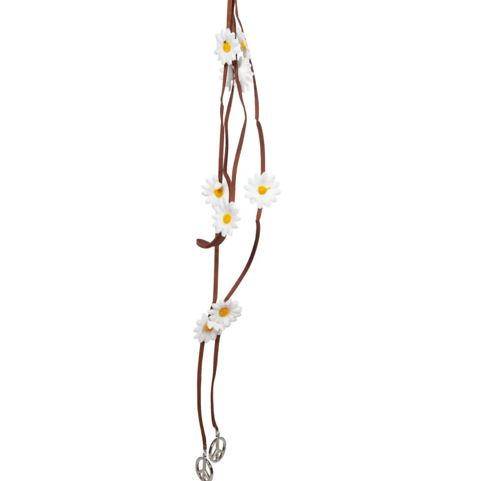 Haarband braun, Peace & Blumen