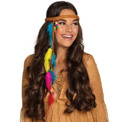 Haarband Hippie mit bunten Federn