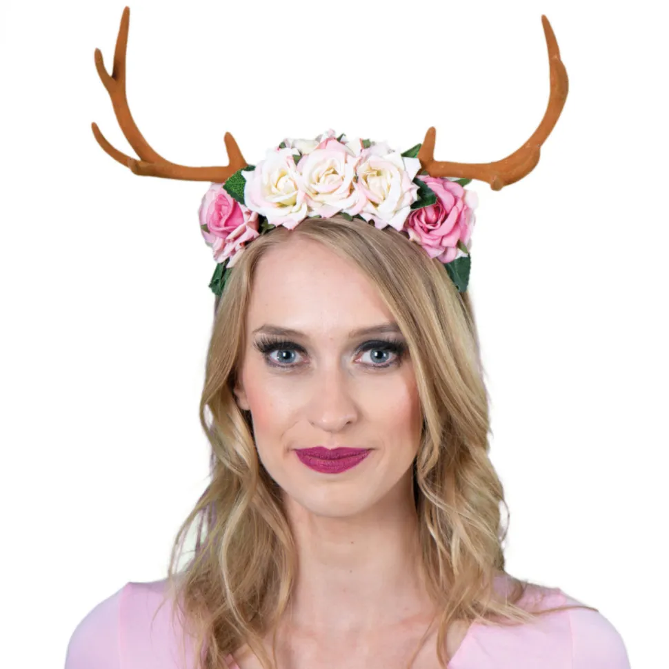 Haarreif Geweih mit Blumen