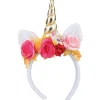 Haarreif goldenes Einhorn, mit Blumenschmuck