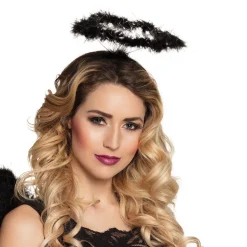 Haarreif Heiligenschein, schwarz mit Glitter