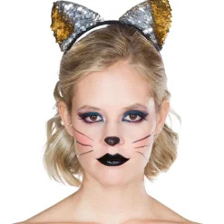 Haarreif Katze mit Wendepailletten gold/silber